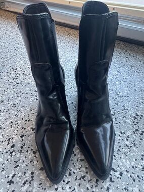 ZARA black patent heel boots women’s 37